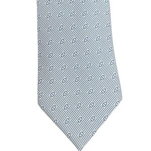 HERMES Paris Silk Tie Rare Vintage Chaine d'Ancre Blue White 4" Power Tie